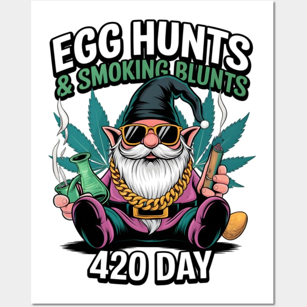 Stoned Easter Gnome With Joint Marijuana Easter 420 Day Wall Art by Dope Effect